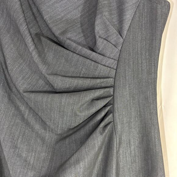 Calvin Klein Chambray Blue Sheath Dress 12 – Sleek Pleated Side, Work to Weekend - Picture 3 of 5